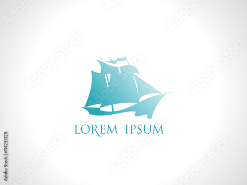 Sailing retro ship logo