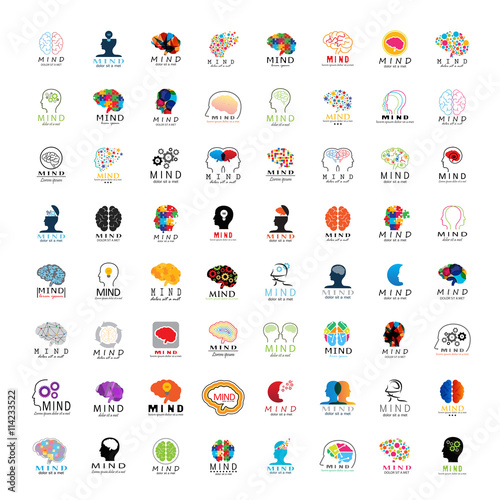 Mind Icons Set - Isolated On White Background - Vector Illustration, Graphic Design. For Web, Websites, Print, Presentation Templates, Mobile Applications And Promotional Materials