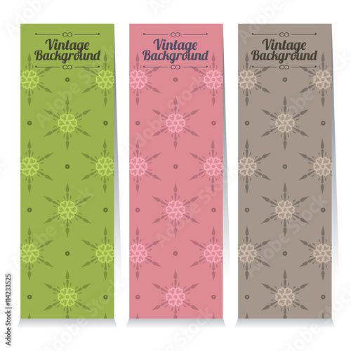Set Of Three Vintage Oriental Style Vertical Banners Vector Illustration.