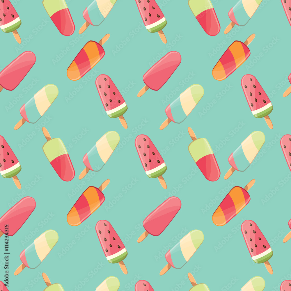 Ice cream seamless pattern, colorful summer background, deliciou Ice cream seamless pattern, colorful summer background, deliciou