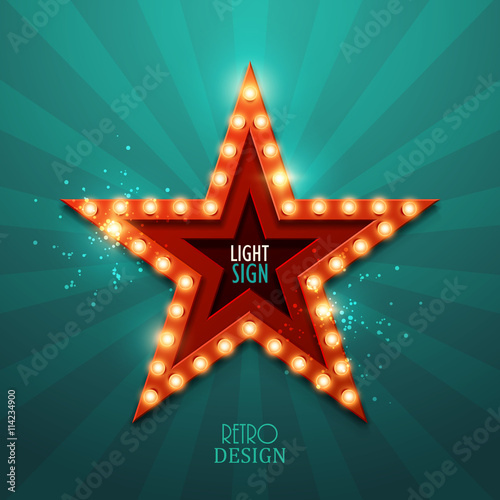 Retro light sign. Vintage style banner. Vector illustration.