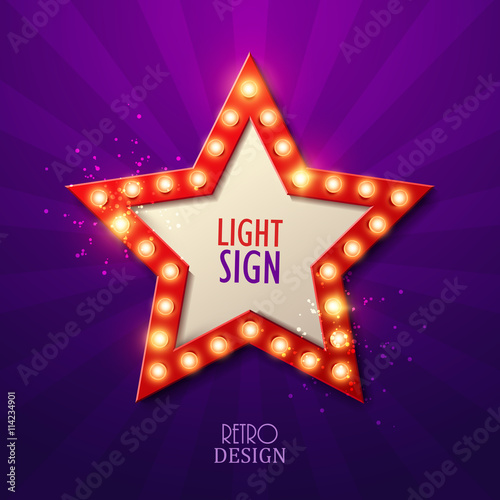 Retro light sign. Vintage style banner. Vector illustration.