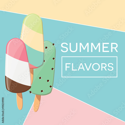 Modern typographic summer poster design with ice cream and geome