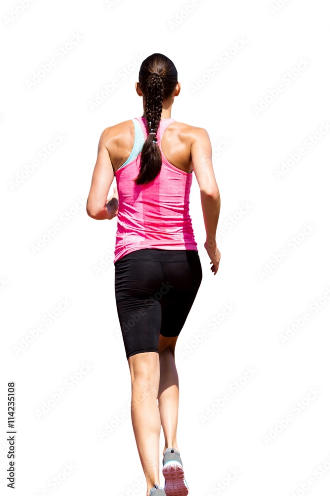 Rear view of woman running Rear view of woman running