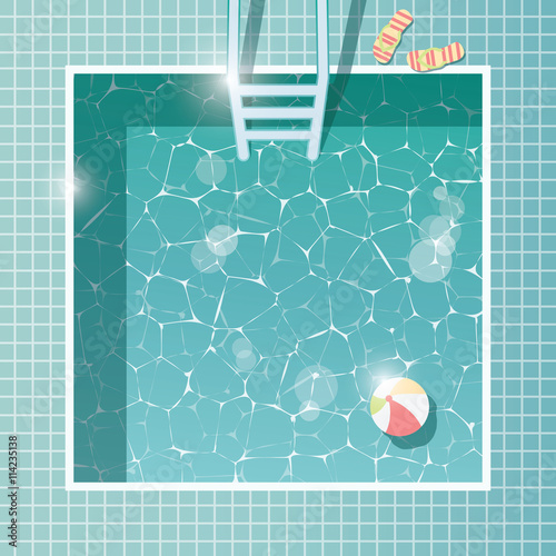 Swimming pool, top view, summer holiday vacation, clear water