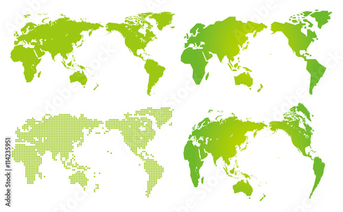 Set of World map and globes