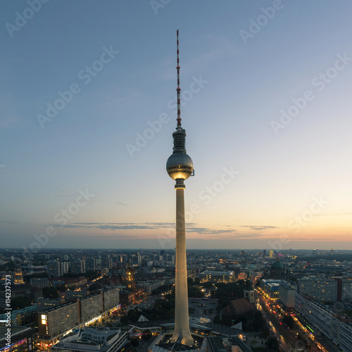 Germany, Berlin, view to television tower by sunset