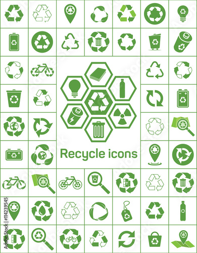 recycle green ecology icons set