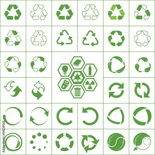 recycle green ecology icons set