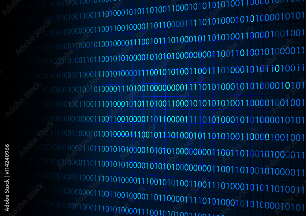 Abstract binary code on perspective grid background Abstract binary code on perspective grid background
