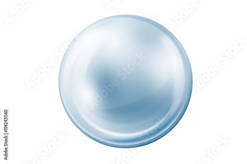 Empty Gray and Blue Glass Ball On White Background