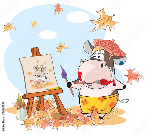  Illustration of a Cute Cow. The Adventures Of a Comic Artist