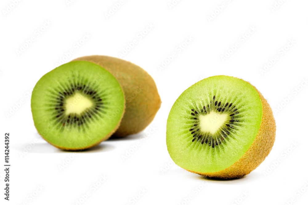 Green kiwi fruit slice on white background Green kiwi fruit slice on white background