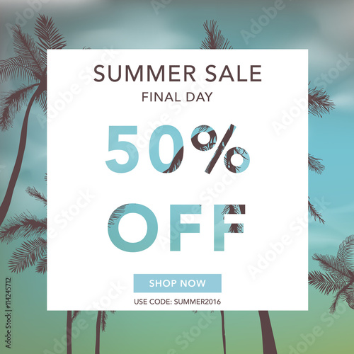 Summer Sale Banner. Sale Background. Tropical Background.