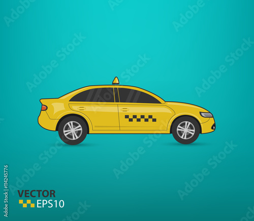 Fototapeta Naklejka Na Ścianę i Meble -  Taxi car illustration isolated on green background
