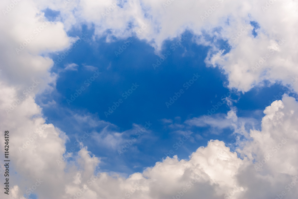 Fototapeta premium Natural background . Blue sky with white clouds and sunny day