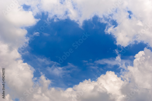 Natural background . Blue sky with white clouds and sunny day