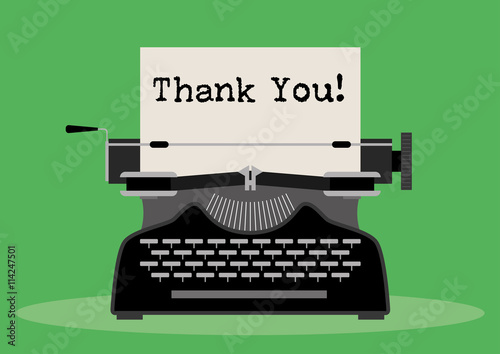 Typewriter with written words "thank you"