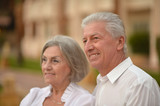 Senior couple near hotel resort