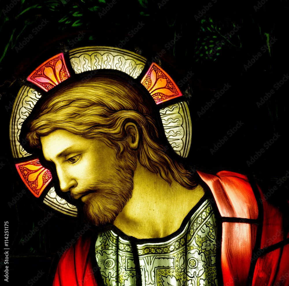 Jesus Christ in stained glass Stock Photo | Adobe Stock