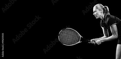 Tennis player playing tennis with a racket  © vectorfusionart