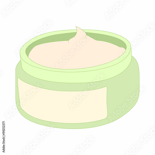 Cosmetic face cream container icon, cartoon style