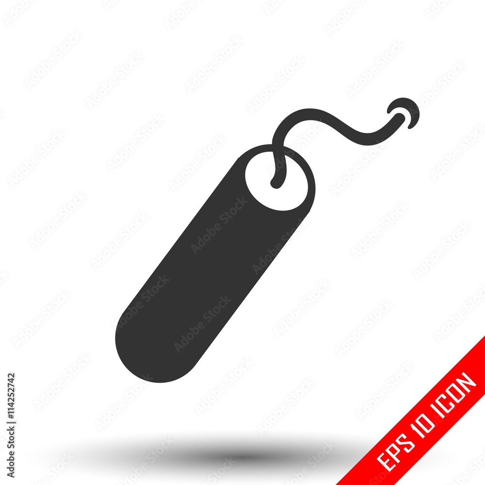 TNT dynamite bomb icon. Simple flat logo of dynamite isolated on white background. Vector illustration.
