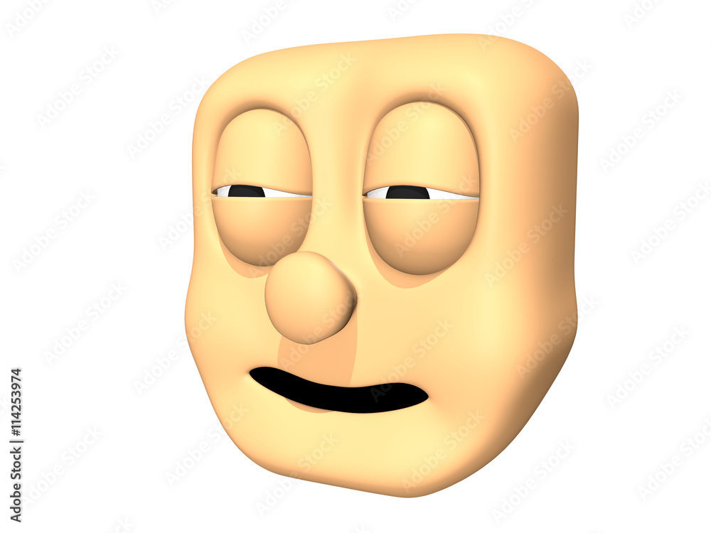 Funny 3D sleeping head icon of cartoon character.