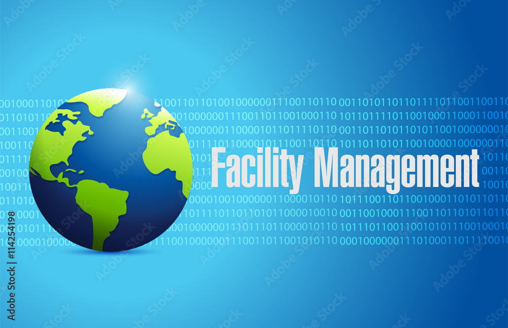 facility management binary globe sign illustration facility management binary globe sign illustration
