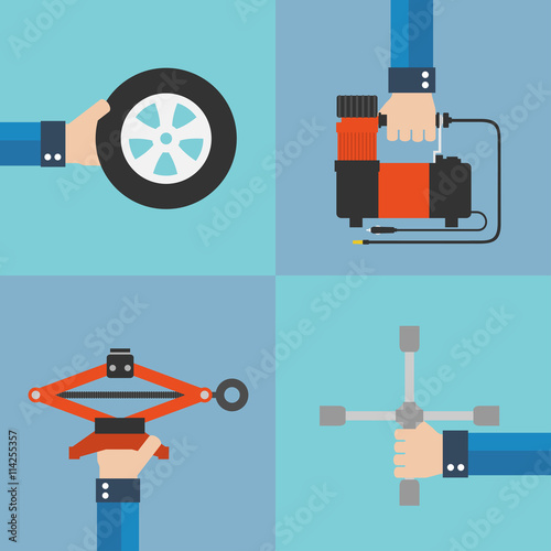 Repair of automobile wheels flat design