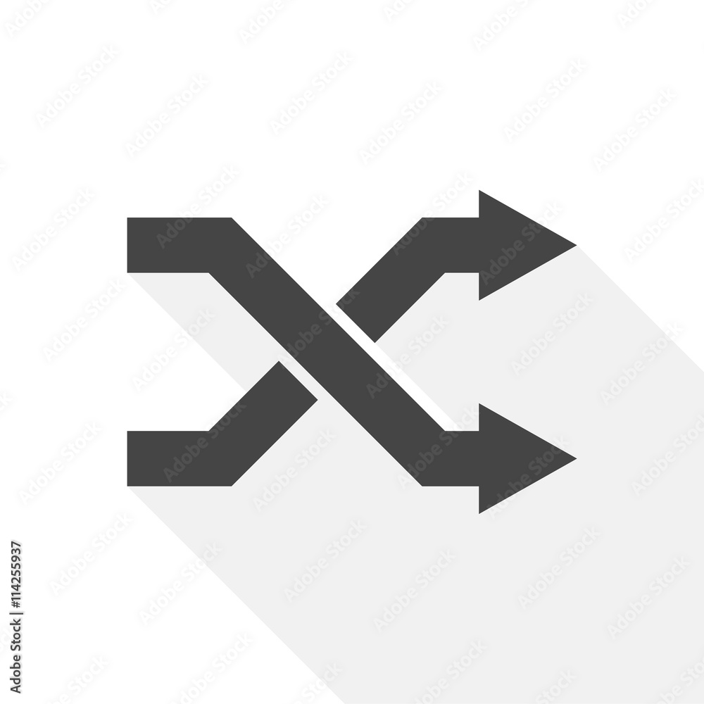 Vector shuffle icon with long shadow Vector shuffle icon with long shadow