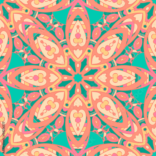 Seamless pattern. Decorative vintage pattern with mandalas. Vector background