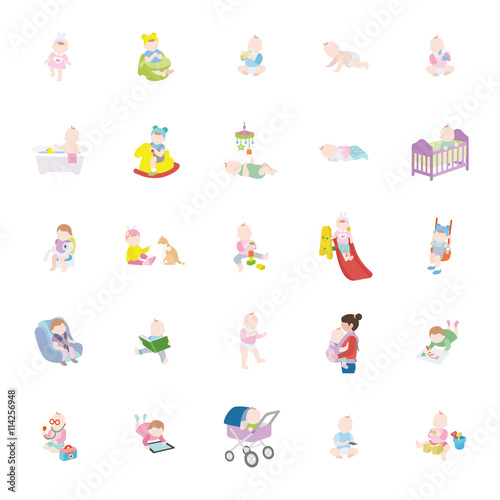 Babies color vector icons