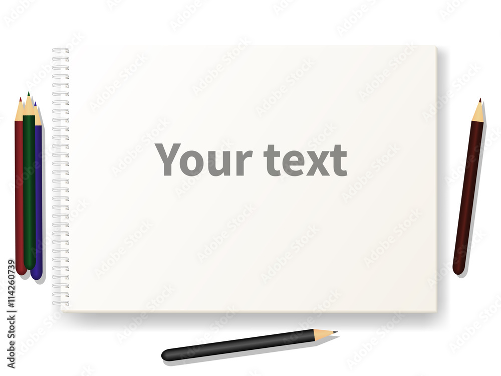 Vector illustration sketch pad with pencils Vector illustration sketch pad with pencils