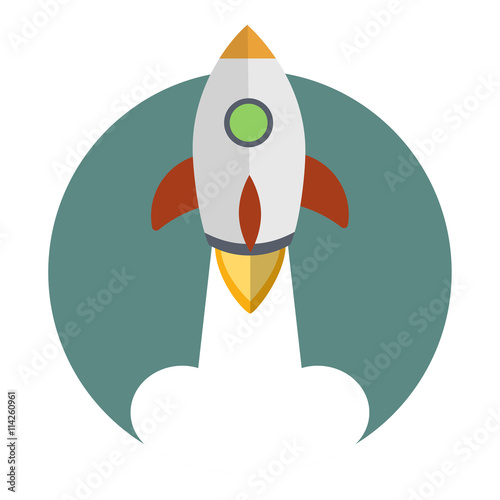 Rocket icon flat design. Project start up - launch concept. Vector illustration.