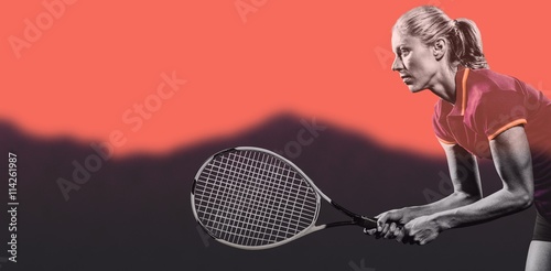 Composite image of tennis player playing tennis with a racket  © vectorfusionart