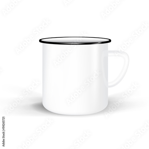 vector enamel mug isolated on white background