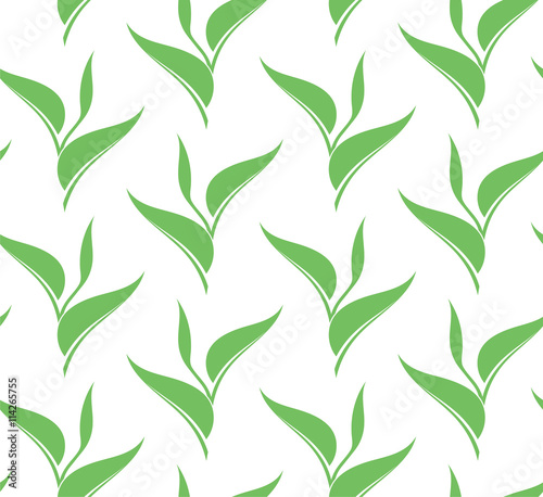 Leaf. Green tea. Seamless pattern 