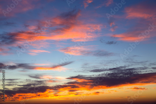 Beautifully bright colours of a evening sunset