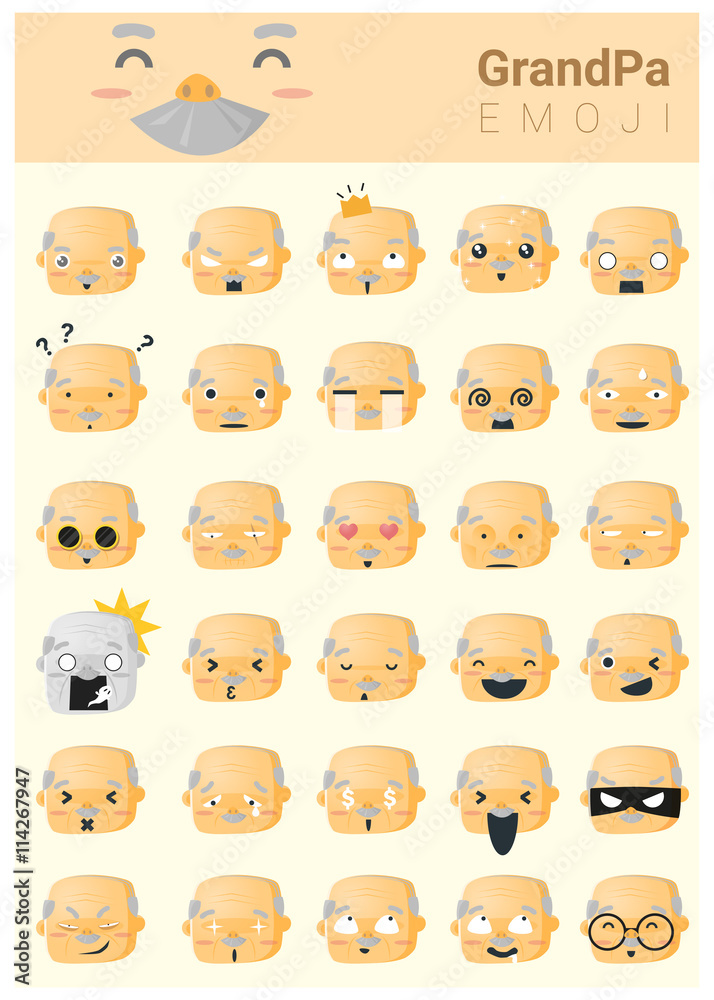 Grandpa imoji icons , vector, illustration Grandpa imoji icons , vector, illustration