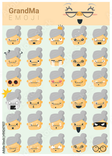 Grandma imoji icons , vector, illustration