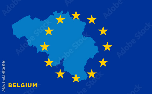 Flag of European Union with Belgium on background