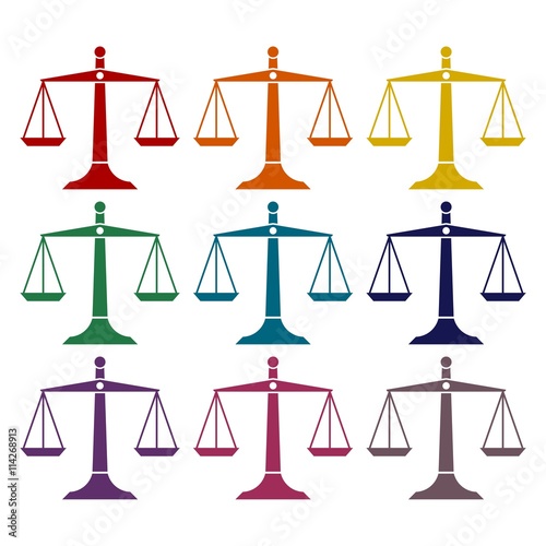 Vector scales of justice icons set 