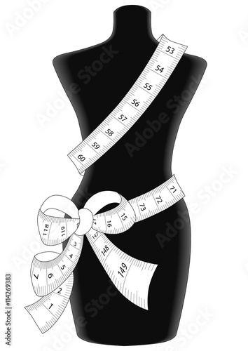 buste féminin avec un mètre ruban 