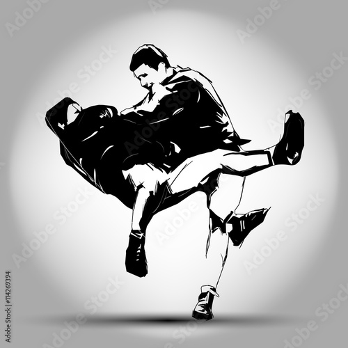 illustration of Judo. Hand drawing