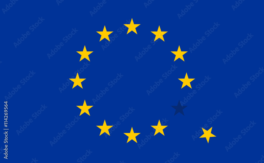 Flag of European Union EU with a flying star Flag of European Union EU with a flying star