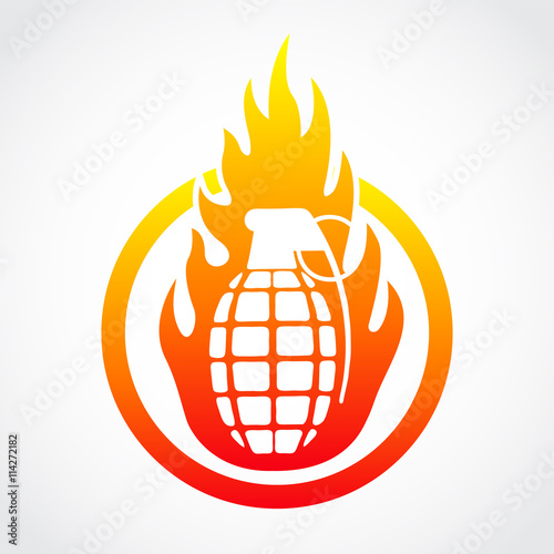 grenade on fire / illustration symbol