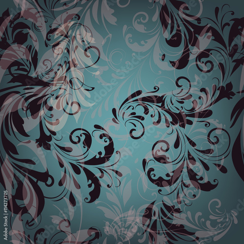 Vector seamless pattern for wallpaper design with floral swirls