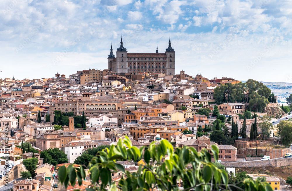 view of the hill town in Toledo, Spain