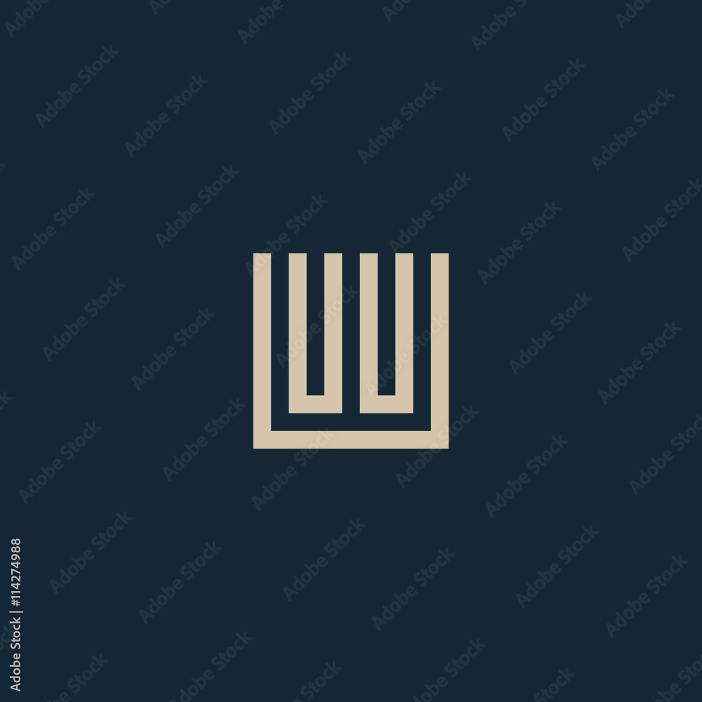 Unusual geometric letter W. Architecture vector logo. Isolated monogram.